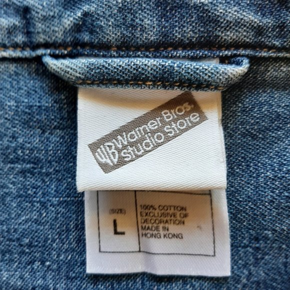 Vintage authentic Warner Studio Looneytunes blue denim long sleeve shirt Size L - Picture 4 of 8